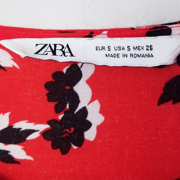 ZARA Angel Floral Tiered Midi Maxi Dress S Red Blogger Favorite Colorful Flowy - Picture 8 of 16